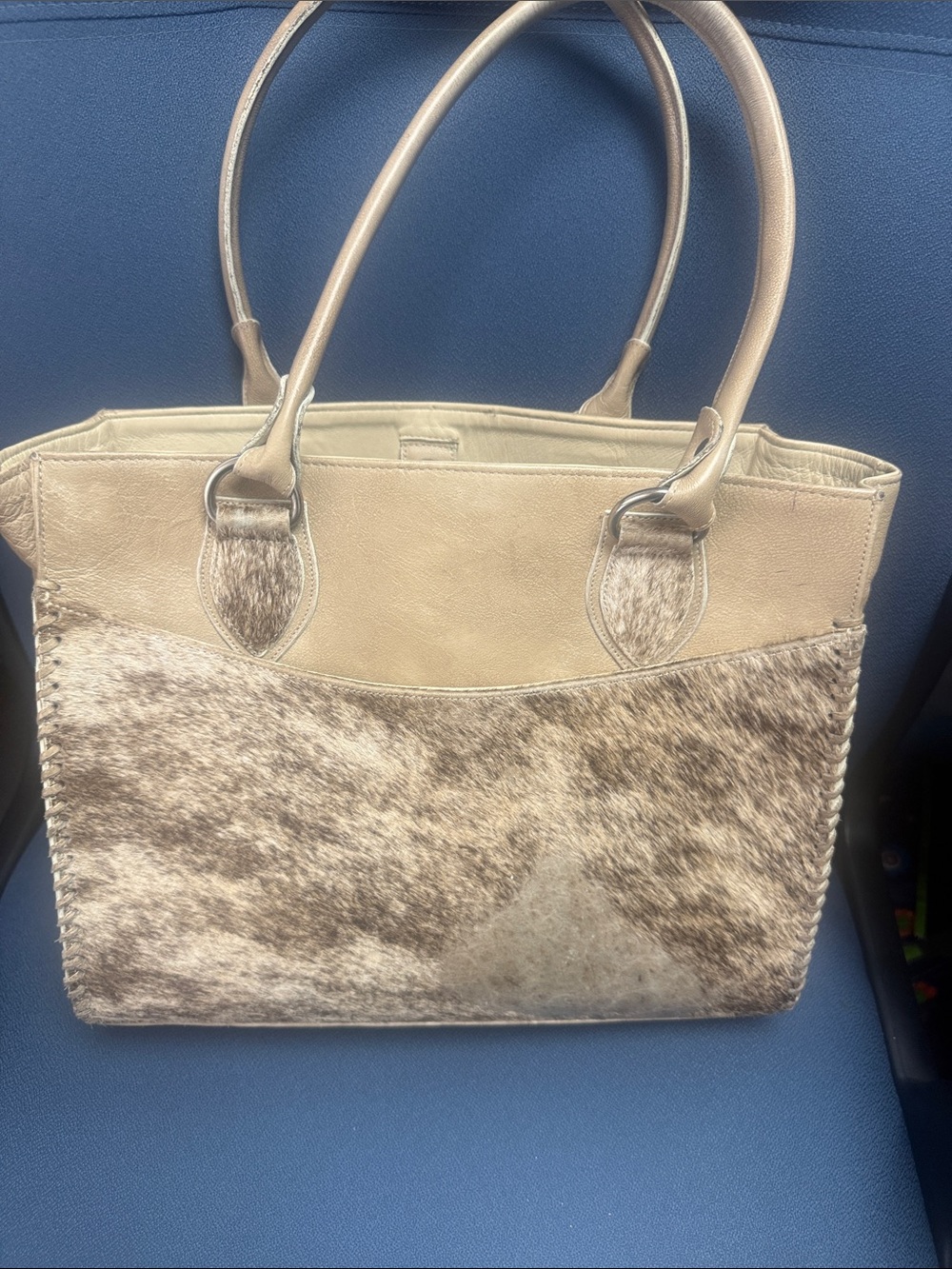 Women’s Neutral Hair-On Tote Bag - Beige and Brown cowhide Juan antonio